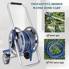 Hose Reel Cart Hose Reel Cart with Wheels Metal Durable Garden Trolley, Hose Cart with Retractable Handle, Household Car Wash Tool with Water Gun, for Irrigation (Color : A, Size : Hose Cart+40m Pip
