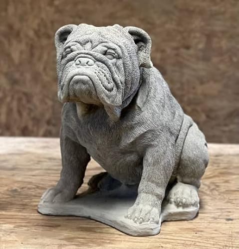Concrete Massive Bulldog Figurine Real Size Bulldog Statue Solid Rock Pet Memorial