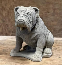 Concrete Massive Bulldog Figurine Real Size Bulldog Statue Solid Rock Pet Memorial