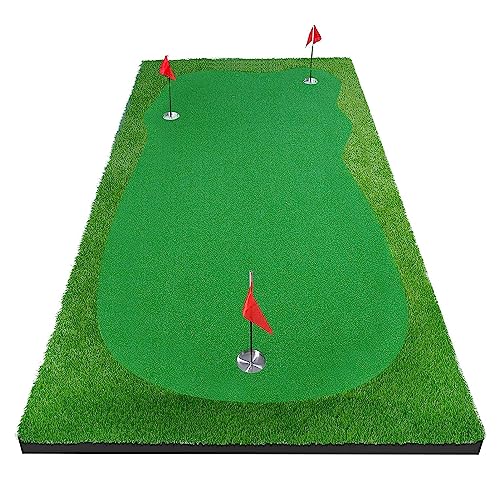YUNIC Golf Putting Green Premium Nylon Training Mat Green