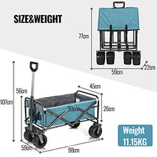 Collapsible Steel Frame Outdoor Utility Wagon, Portable Shopping Carts Wheelbarrow Collapsible Folding Utility Wagon with Removable Fabric Beach Wagon Cart for Outdoors Activities, Camping (Grey)