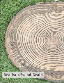 Wrobelax Wood Effect Decorative Stepping Stone for Garden Pathway, Rustic Log Texture Paving Stones - Outside Dimensional Foot Stone Kit for Flower Bed, Round Design(Color:5 Pack)
