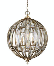 Diva At Home 28.75" Gold and Clear 6-Light Sphere Pendant Ceiling Light Clear