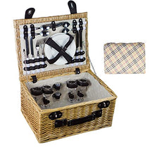Storage Basket,Picnic for 4 - Wicker Hamper with Handle,Willow Set