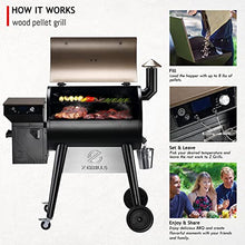 Z GRILLS Upgrade 8-in-1 Wood Pellet Grill & Smoker with PID 2.0 Controller, LCD Screen, 697 sq in, Meat Probes, Rain Cover Black/Brown