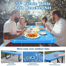 Metal Picnic Tables, Commercial Rectangular Picnic Table and 2 Benches Set