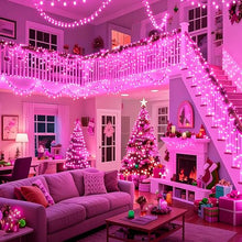 LAMPHOME Pink Valentine's Light, 1200LED (24pk of 50L) Mini Christmas String Lights,Pink Lights for Outdoor Valentine's Day Garland Wedding Party Xmas Tree Decoration,Commercial Grade