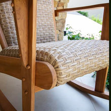 Cambridge Casual Camden Teak Porch Oversized Rocking Chair Beige Wicker, Padded Woven Seat, All-Weather Outdoor Deep Seating Rocking Chair with Built-in Quick Dry Cushion