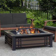 Woodlake 43 Inch Rectangular Steel Wood Burning Fire Pit in Black By Lakeview Outdoor Designs
