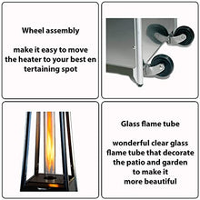 JAK BBQ J 6000 Pyramid Patio Heater 42,000 BTU Pyramid Flame Patio Outdoor Heater with Cover Glass Tube Steel Propane Heater with Wheels outdoor heater