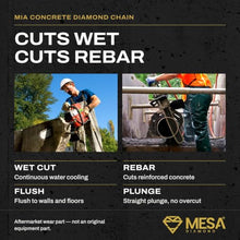 Mesa Diamond 12 in MIA Concrete Diamond Chain - 3/8" F3 Pitch - Fits CARDI Concrete Chainsaw - Diamond Chain for Concrete, Reinforced Concrete and Masonry