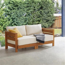 Alaterre Furniture Outdoor Loveseat Brown - Weather-Resistant 2-Person Couch with Stain-Resistant Cushions