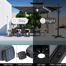 OROTLECT 128'' X 104'' Rectangular Outdoor Solar Led Cantilever Patio Umbrella with Easy-Move Base | One-Person Mobility
