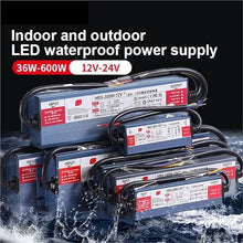 Waterproof Lighting Transformer Outdoor AC100V-277V to DC12V 24V 600W 500W 400W 300W 200W 100W LED Switching Power Adapter(600W (AC175V-277V),DC 12V)