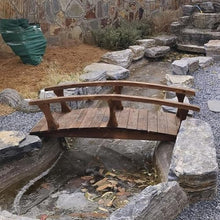 TT-YEL Multifunctional Wooden Garden Bridge, Outdoor Decorative Pond Bridge, Arched Landscape Bridge, Courtyard Patio Walkway with Double-Side Mounted Guardrails, Brown, Carbonized,L180×w80×h48cm
