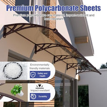 Awning for Door 40x160 Inch, Awnings for Doors with Separate Drainage, Polycarbonate UV Rain Snow Protection Window Awnings for Patio, Outdoor Canopy for Porch