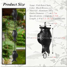 RNLFSP Customised Aluminum Fish Rain Chain for Water Feature, Black/Coffee