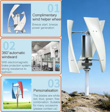 GTANND Portable 12V 24V 48V Magnetic Levitation Wind Turbine,Wind Turbine Generator Kit with 3 Blade,Vertical Axis Wind Turbine Generator,for Home Street Lighting 5000W-12V