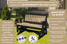 5 FT Weatherwood Amish-Made Porch Glider – 1000 lb Heavy-Duty Poly Lumber wood Mission Bench – USA Crafted HDPE Outdoor Seating Furniture - Stainless Steel Hardware – Smooth, Quiet Silent Glide