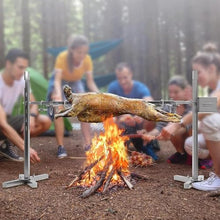 Psmpeng Automatic BBQ Rotisserie Grill Kit Electric Spit Rod, 15W Motor Kit Portable Outdoor Camping Rotisserie Spit Roaster Rod