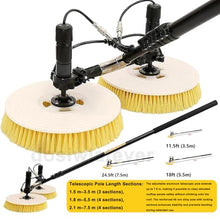 Solar Panel Cleaning Equipment, Battery Powered Solar Panel Brush, Water Fed Cleaning Kit with Aluminum Telescopic Pole, Dual Head Cleaner for Heavy Dirt, Bird Waste & Large Installations 7.5m/24ft