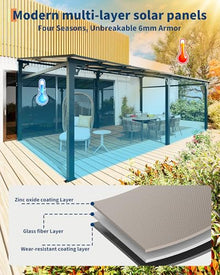 12 ft x 20 ft Lean to Gazebo, Hardtop Wall Pergola with Polycarbonate Roof, Aluminum Frame Mounted Gazebo for Lawn Patio Deck Yard and Party