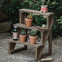 Outdoor Cedar Wood Vintage Floor Flower Rack Garden Flower Store Three Small Ladder Frame Flowerpot Stand Indoor Flower Stand For Living Room Patio Balcony Planter Classical Ladder Plant Holder