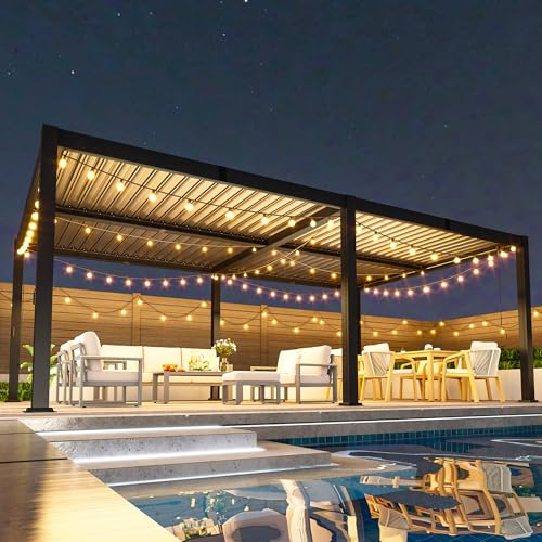Pergola 12' x 20' with Aluminum Frame and Adjustable Louvered Roof