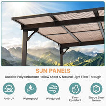 Pamapic 10x24FT Wall Mounted Gazebo, Hardtop Lean to Gazebo with Aluminum Frame & UV Resistant Polycarbonate Roof, Outdoor Patio Awning for Deck, Porch, Lawn & Backyard