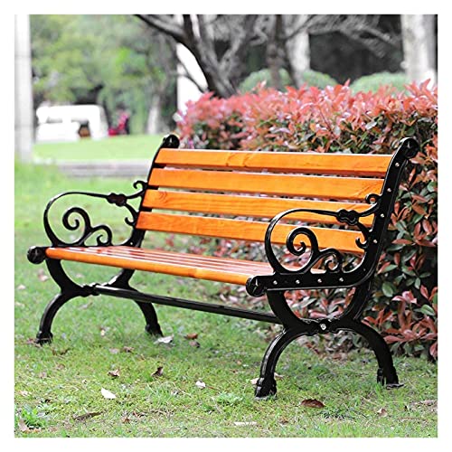 EESHHA Garden Bench - Outdoor Park Bench, Courtyard Cast Aluminum Chair, 2-3 Seats, Solid Wood, Waiting & Rest Area