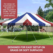Party Tents Direct 20' x 30' Weekender Pole Canopy, Red White & Blue Top