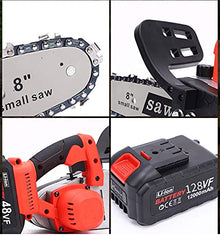 Electric Chainsaw 8 Inches 10 Inches 12 Inches One-Hand Cordless Chainsaw with 2 Li-Ion Batteries Cuts Precisely Gardening Cutting Branches and Wood (1 Battery 8 Inches)