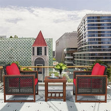 YWMLFZ 3PCS Patio Wicker Furniture Set Cushion Sofa Square Table Shelf Red