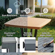 OTSUN Outdoor Dining Table, HDPE Square Dining Table with Slatted Top Versatile for Patio Backyard Deck & Garden