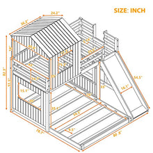 Harper & Bright Designs Twin Over Full House Bunk Bed with Slide and Roof White