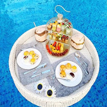 Round Floating Tray Drink Float Tray - Brown Woven Hot Tub Side Table for Drinks and Breakfast, Multipurpose Water Tray, 80 * 20Cm - Black.,White-60 * 20cm