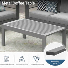 callmego Stylish All-Weather Metal Patio Ottoman with Thick Cushioned Seat for Outdoor Living Spaces and Backyard Relaxation (Gray+Gray + Olefin-3)