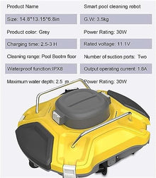 KANGJIEM Cordless Automatic Pool Cleaner, Robotic Pool Cleaner, Lasts 110 Mins, for Pool Surface Up to 730Sq Ft, Pool Vacuum for Above Ground Pools Powerful Suction Rechargeable Battery