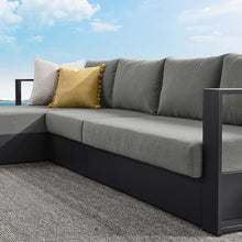 Modway Tahoe Modular Aluminum 3-Piece Outdoor Patio Furniture Gray Charcoal, Left-Facing Sectional Sofa Set with Weather-Resistant Cushions, Ideal for Deck, Backyard, Poolside