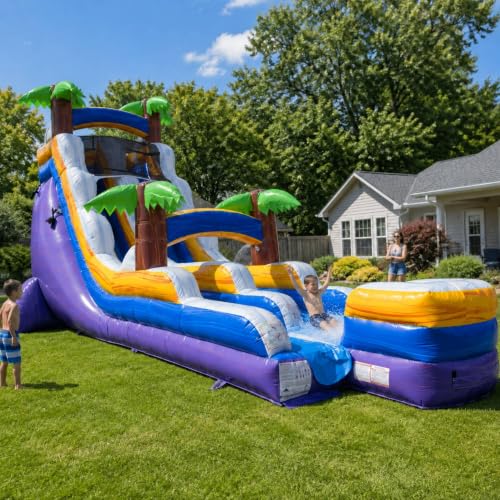 TentandTable 18FT Commercial Inflatable Water Slide, Tropical Purple