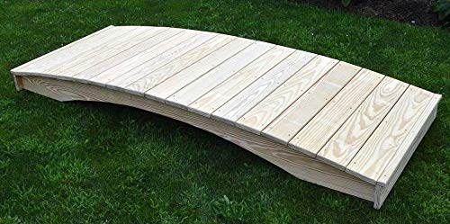 Amish-Made Weight-Bearing Pine 3' x 4' Plank Garden Bridge, Cedar Stain