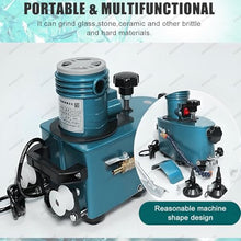 850W Electric Small Glass Edging Machine w/8 Diamond Wheels & 2 Polishing Wheels - Portable Glass Edger Straight Round Bevel Edge Grinder Polish Edge Machine for Glass Acrylic Marble Ceramic Blue