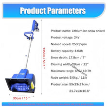24V 11-Inch Cordless Snow Shovel, Battery Powered Snow Blower, Electric Snow Shovel, 20FT Throw Distance, 24-V/4.0 Ah Lithium-ion Battery Pack, and Quick Charger Included,1Battery