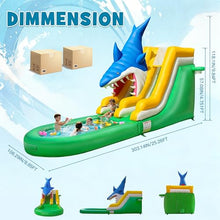 HESMAX 26FT Inflatable Water Slide with Splash Pool, PVC Thickened Material Easy Setup Outdoor Summer Water Play Toy for Kids Adults Backyard Party Use-Shark