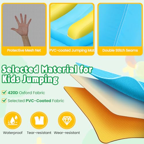 Whubefy Inflatable Water Slide Bounce House with Blower Red+Blue+Yellow