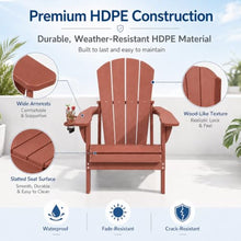 Patio Kingdom Folding Adirondack Chairs Set of 6 with Cup Holders, Heavy Duty HDPE Plastic Outdoor Chairs, Weather Resistant Heavyweight Patio Furniture Set for Deck, Fire Pit, Backyard, Coral