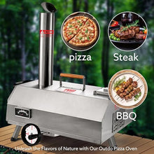 BAYUELSWU Stainless Steel Pizza Oven Outdoor 12" Automatic Rotatable Pizza Ovens, Portable Wood Pizza Oven for Outside Kitchen Backyard (Silver)