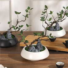 YXIANG56Q Fake Plants Chinese-Style Bonsai, Artificial Green Plants, Teahouse Tea Room Landscape Decoration Bonsai Tree(Black)
