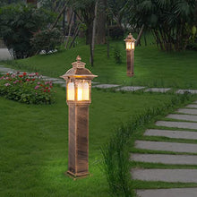 KADELONG Bronze Outdoor Yard Lamps Glass Shade Waterproof Lawn Lights - Garden Exterior Path Lights Deck Patio Porch Driveway Walkway V-intage Floor Mount Lighting Fixture,Chandelier Lighting