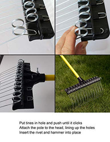Deluxe Shrub Rake / Lawn Rake - 9.5" Head, 54" Handle (Pack of 4)